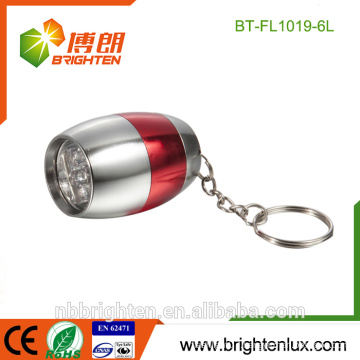 Best-selling Cheap Cute Egg Shaped Mini Size Aluminum Alloy 2*CR2032 cell Promotional 6 Led Keychain led torch light for kids